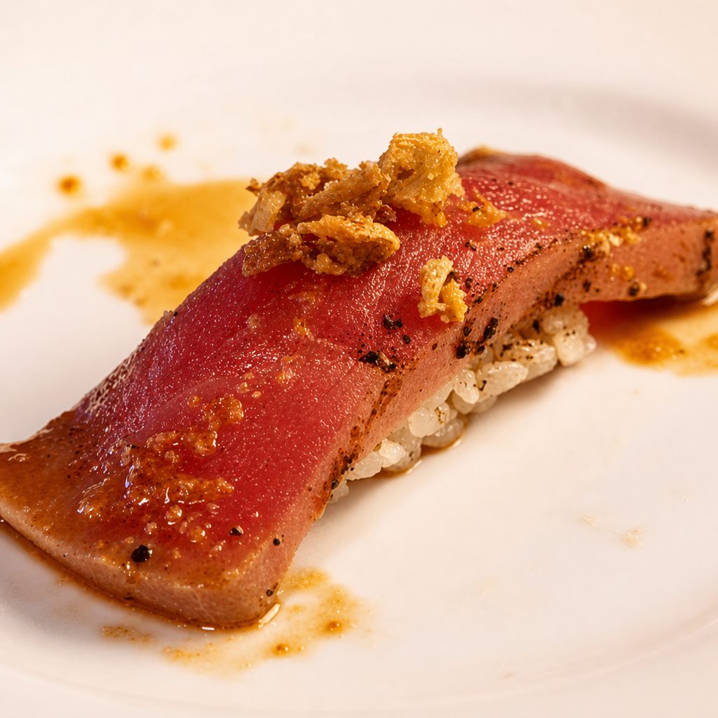 Garlic Bluefin Tuna Sushi.