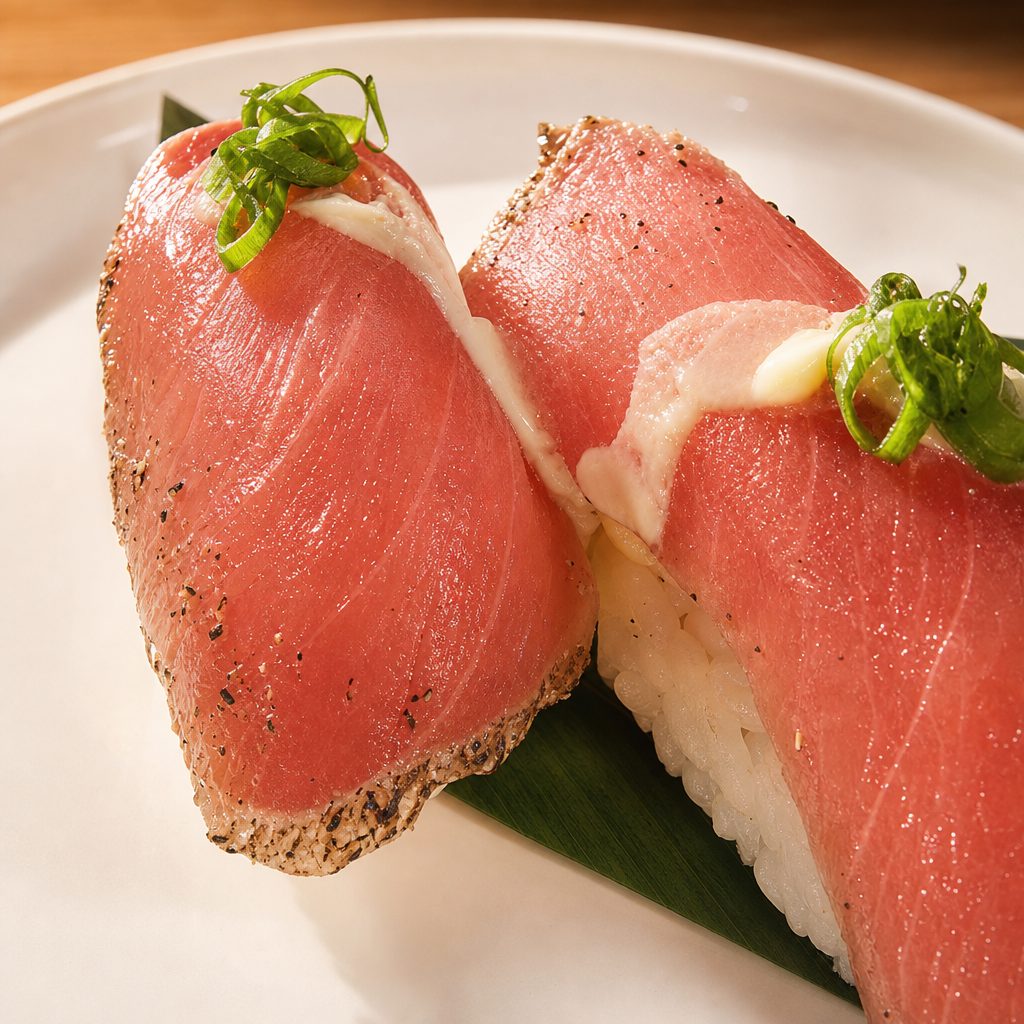 Seared Pepper Tuna Sushi.