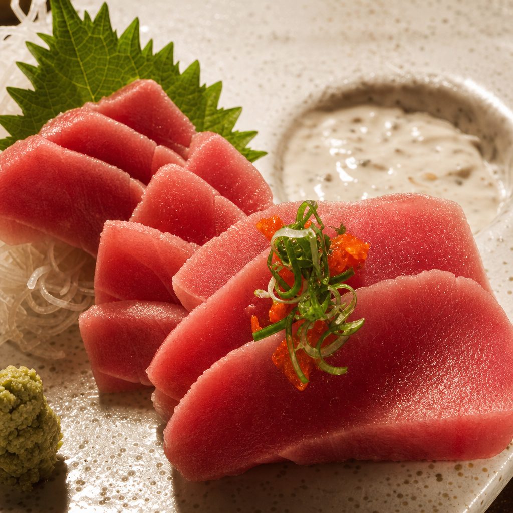 Garlic Albacore Sashimi.